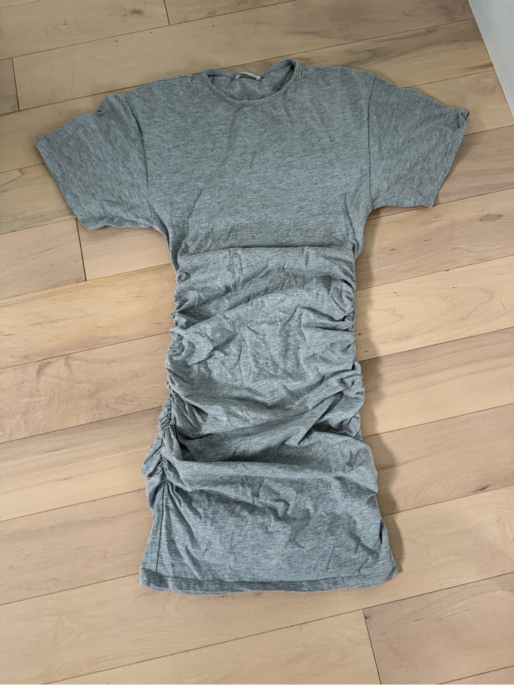Zara Heather Gray Ruched Mini Dress